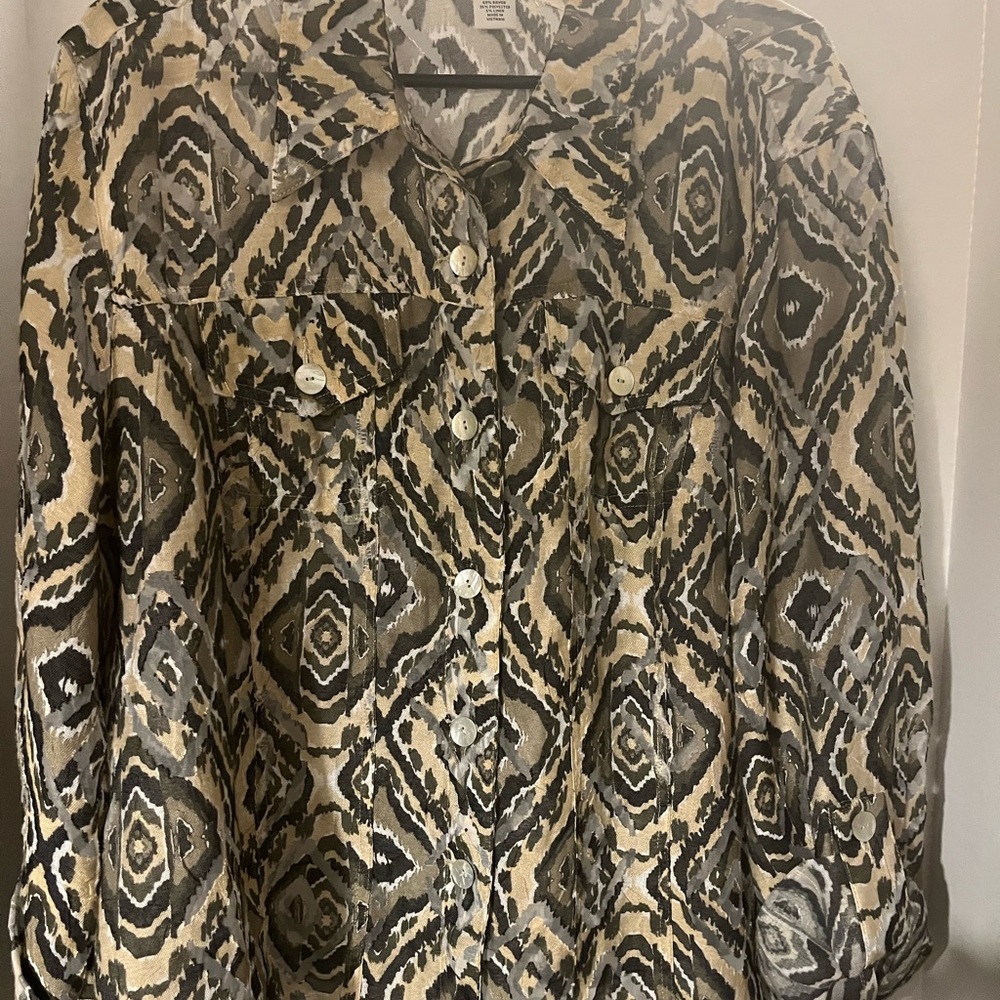 Ruby Rd. Pattern Blouse in Black and Cream
